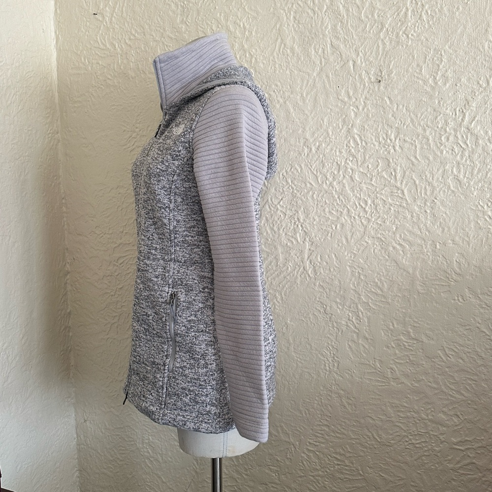 The North Face Indi Fleece Hooded Jacket Light Gray Small - Picture 5 of 10
